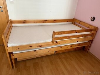 Dětská postel s výsuvnou přistýlkou z MASIVU 200x90cm