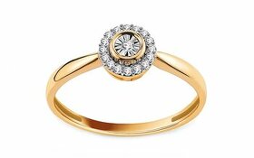 Zlatý zásnubní diamantový prsten s brilianty 0.07ct NOVÝ
