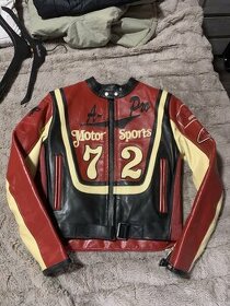 Dámská kožená vintage závodní moto bunda - 1