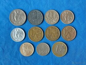 Kompletní sbírka 1 korunových mincí Česko-Slovenska