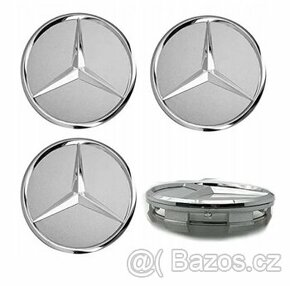 Středové krytky kol Mercedes, 75 mm pokličky stříbrné