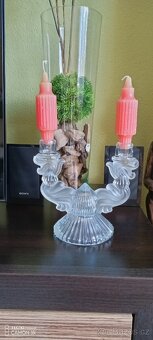 Krásný starý Art Deco svícen/Glassworks Libochovice