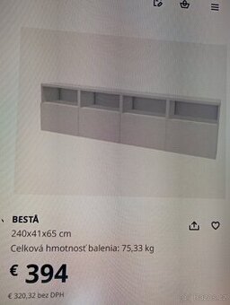 Ikea Besta - skrinky biela farba vysoký lesk