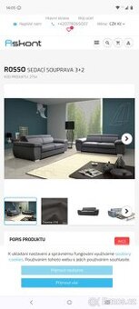 Sedací rozkládací souprava 3+2 a taburet