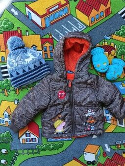 Zimní bunda 86/92 + čepice a rukavice