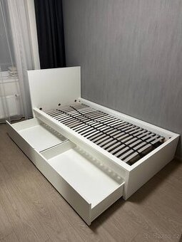Postel MALM 90×200 + úložné díly + lamely - 1
