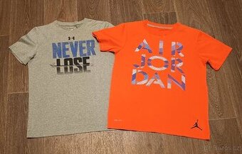 2 ks sportovní trička Air Jordan a Under Armour vel. 137/147
