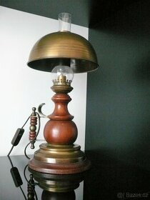 Starožitná stolní lampa /dřevo + mosaz