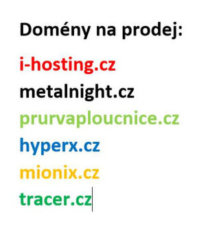 Prodám domény i-hosting.cz, metalnight.cz, hyperx.cz atd.