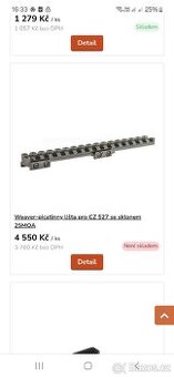 CZ 527 Picatinny Orginal lišta 25moa - 1