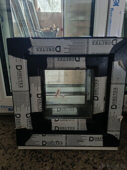 Okna PVC tmavě modrá/bílá, nová, dvojsklo - MIX rozměrů