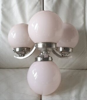 Starožitný lustr 20.-30. léta art deco růžové kou