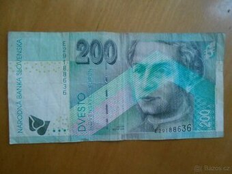 Bankovka SLOVENSKO 200,- rok 1999 - zachovalá - stav foto - 1