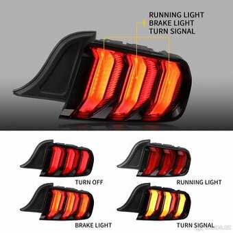 Zadní světla Ford Mustang 2018 Oranžový blinkr