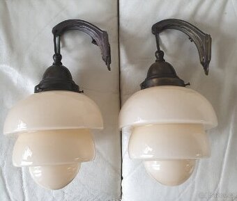 Starožitné nástěnné lampičky art deco mosaz béžové