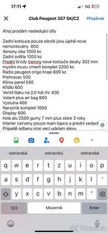 Prodam dily peugeot 307