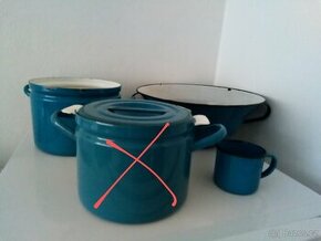 Staré, modré, smaltované nádobí - 1