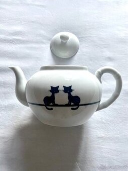 Čajová / kávová konvice - porcelán - kočky - 1