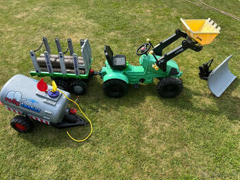 Šlapací traktor Rolly Toys nafukovací XXL + 2 vleky a pluh