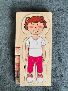 Skládačka/vkládačka lidské tělo puzzle dřevěné holka a kluk