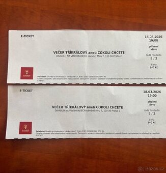 Lístky do divadla: Večer tříkrálový (Divadlo na Vinohradech)