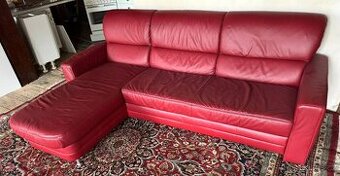 Rohová rozkládací kožená sedačka, 5276