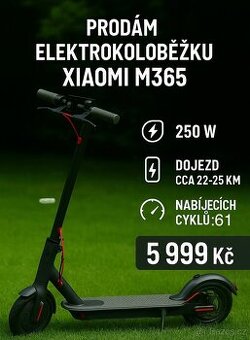 Xiaomi m365 - málo ježděná, málo cyklů Aku
