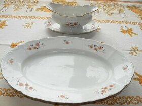 Set - porcelánový oválný podnos a omáčník