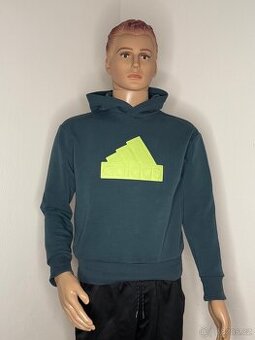 Adidas pánská mikina s kapucí zeleno-modrá XS