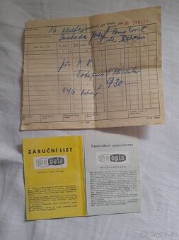 Záruční a dodací list Flexaret VI (Meopta)