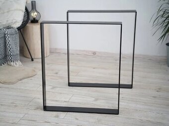 Železná Industrial Podnož Noha z Pásoviny 2ks Černá 60x72 cm