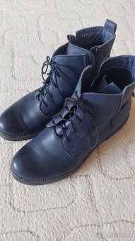 Modré kožené zateplené boty, vel. 39