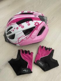 Dívčí cyklistická helma vel. 49-54 cm + rukavice