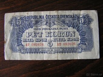 POUKÁŽKA: 5-KORÚN 1944 ser. AT