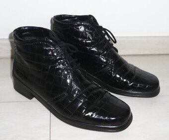Kožené kotníkové lakované boty, vel. 41, zn. Gabor