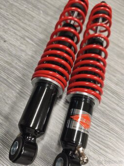 Trialové zadní tlumiče Betor - 360m a 340 červené /Španěl