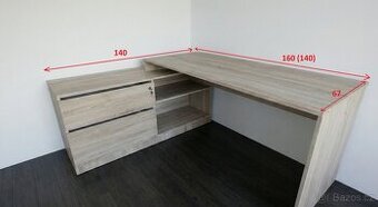 Rohový kancelářský stůl se skříňkou
