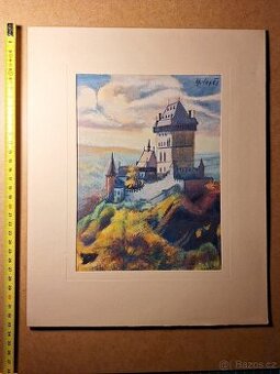 PRAHA - různé malby na papír.