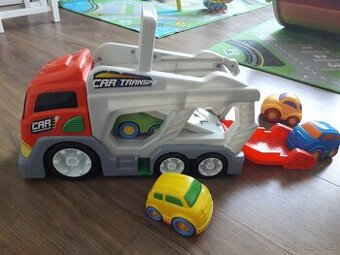 Auto větší cca 40cm/přepravník 4 autíčka