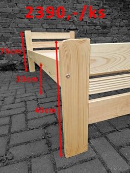 🛏️ Dřevěná postel z masivu 90x200 cm + rošt | Skladem ihned