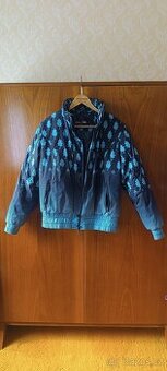 Dámská zimní bunda XL – modro-černý vzor