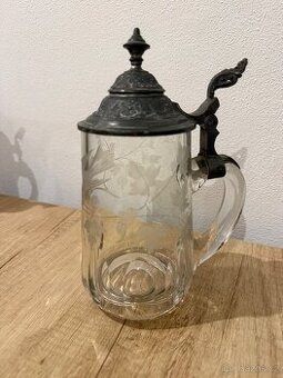 Starý korbel broušené sklo, 0,5l