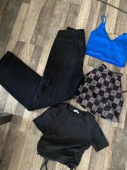 Pěkný set jeansy Shein a crop trika velikost 38/M