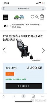 Sedačka na kolo Thule - použita dvakrát - zánovní