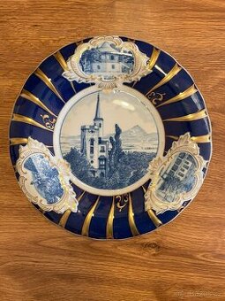TALÍŘ "dubská porcelánka"/sběratelský/značený/30 cm/Teplic