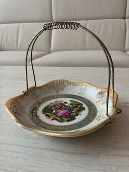 Prodám malovaný porcelánový talířek a vázičky z růžového por