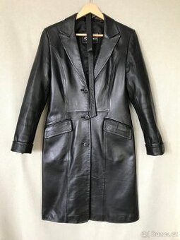 Černý dámský kožený kabát vel. S/36