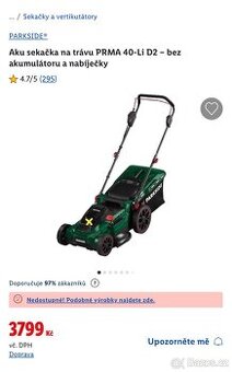 REZERVACE Aku sekačka na trávu Parkside PRMA 40-Li D2
