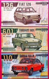 SADA 3 BANKOVEK Z ŘADY AUTA SOCIALISMU, ANULÁTY