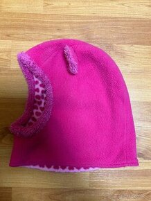 Růžová fleesová kukla s oušky, vel. 92/104